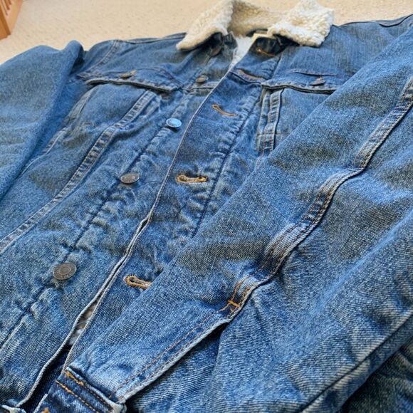 H&M Sherpa Borg Collar Denim Jacket Size S - Picture 5 of 9